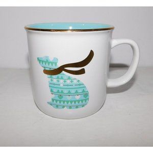 Davids Tea Gold Turquoise Polar Bear Coffee Mug light Blue Winter-